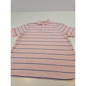 Criquet Polo Shirt Mens 2XL Pink Blue Stripe Organic Cotton Pocket Golf